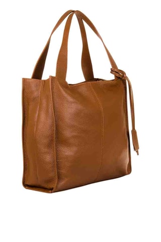 Bolso shopper de piel - Camel