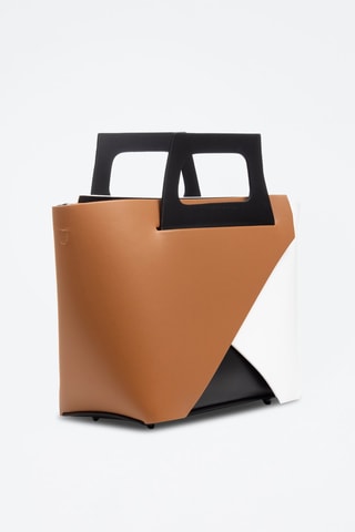 Bolso shopper de piel Arcinazzo - Blanco, negro y marrón