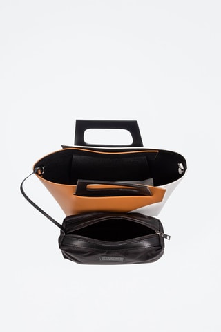 Bolso shopper de piel Arcinazzo - Blanco, negro y marrón