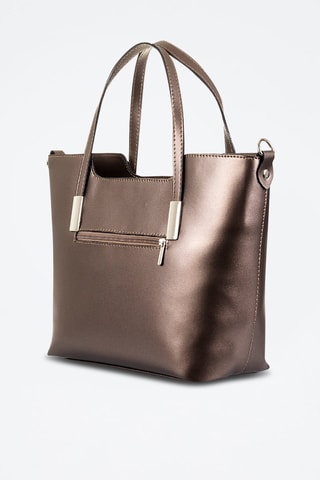 Bolso shopper de piel Filippa - Plateado