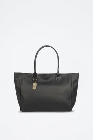 Bolso shopper de piel - Negro