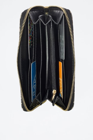 Cartera de piel - Negro, amarillo y dorado