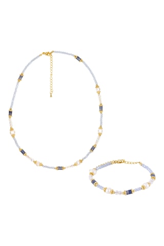 Conjunto - Nácar, lapislázuli y perlas finas