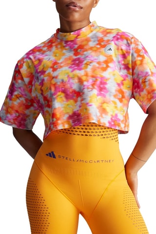 Biologisch Katoenen Cropped T-shirt Tie and Dye - Oranje en Fuchsia