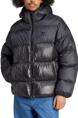 Gewatteerde Jas met Capuchon Fit Adicolor Regen - Zwart