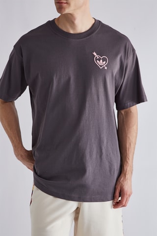 Oversized T-shirt Cupid and Heart - Grijs