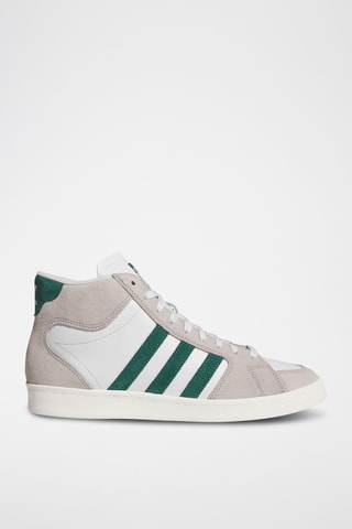 Leren Hoge Skateboardschoenen Superskate - Lichtgrijs en Groen