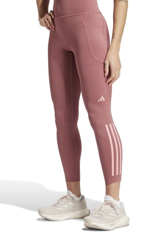 Trainingslegging Hoge Taille DailyRun 3-Stripes - Oudroze