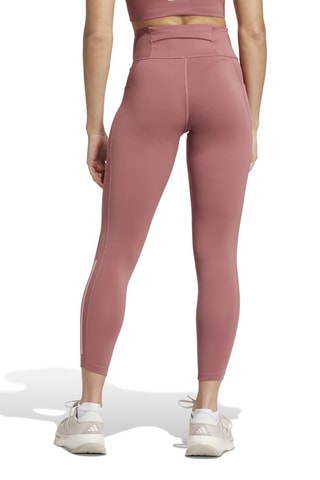 Trainingslegging Hoge Taille DailyRun 3-Stripes - Oudroze