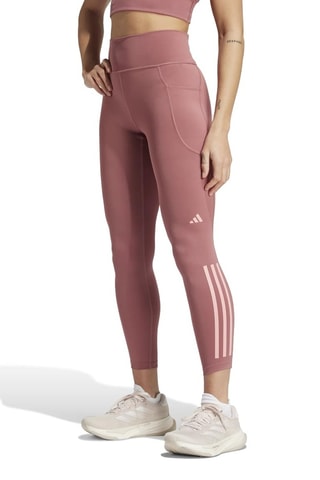 Trainingslegging Hoge Taille DailyRun 3-Stripes - Oudroze