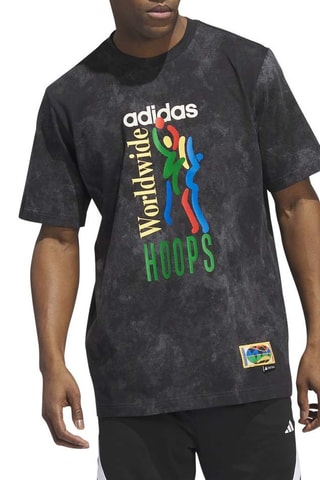 Wijd T-shirt Worldwide Hoops Graphic - Zwart
