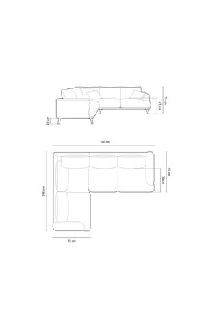 Canapé d'angle gauche Margot - Rouge brique - 6 places - Tissu structurel