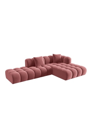 Canapé d’angle droit Elise - Saumon - 4 places - En tissu velours