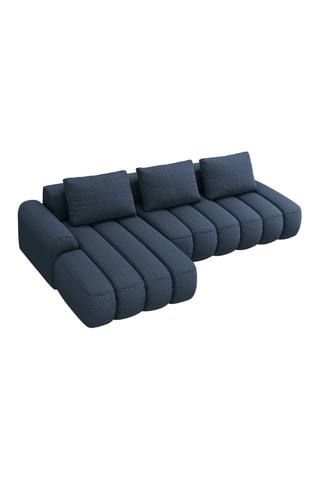 Canapé d'angle gauche convertible Simona - Bleu marine - 4 places - En polyester