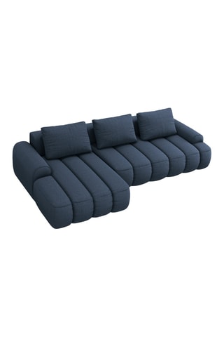 Canapé d'angle gauche convertible Simona - Bleu - 3 places - En polyester