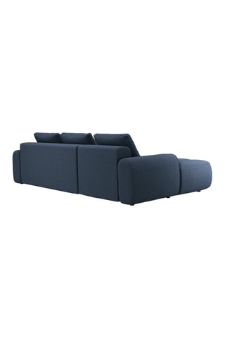 Canapé d'angle gauche convertible Simona - Bleu - 3 places - En polyester