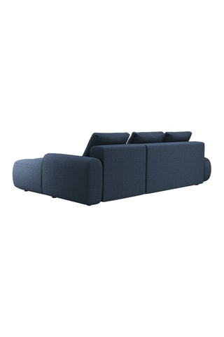 Canapé d'angle droit convertible Simona - Bleu marine - 4 places - En polyester