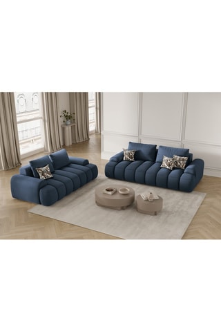 Canapé Simona - Bleu marine - 3 places - En polyester