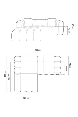 Canapé d'angle gauche modulable Elise - Vert foncé - 3 places - En tissu velours
