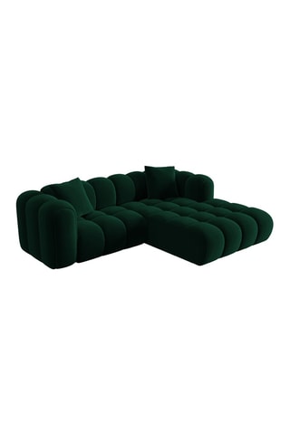 Canapé d’angle droit modulable Elise - Vert foncé - 3 places - En tissu velours