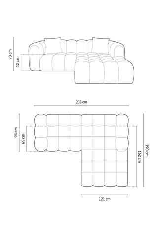 Canapé d’angle droit modulable Elise - Vert foncé - 3 places - En tissu velours