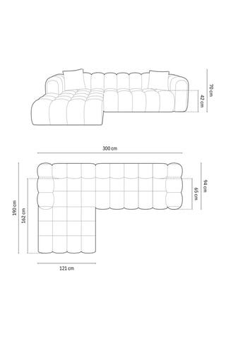 Canapé d'angle gauche modulable Elise - Beige - 4 places - En tissu velours