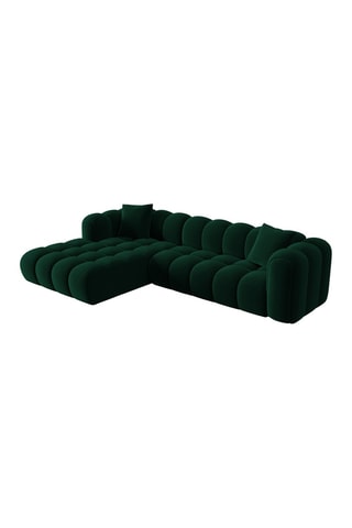 Canapé d'angle gauche modulable Elise - Vert foncé - 4 places - En tissu velours
