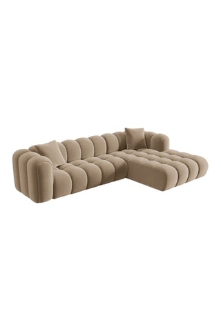 Canapé d’angle droit modulable Elise - Beige - 4 places - En tissu velours