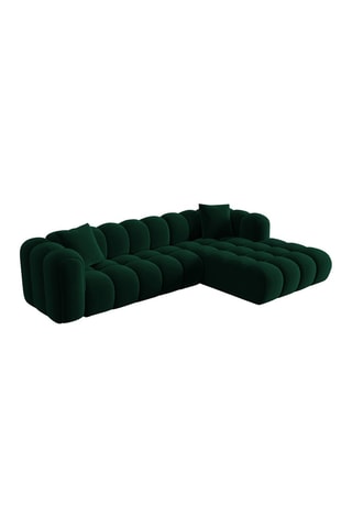 Canapé d’angle droit modulable Elise - Vert foncé - 4 places - En tissu velours