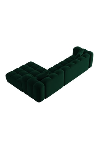 Canapé d’angle droit modulable Elise - Vert foncé - 4 places - En tissu velours
