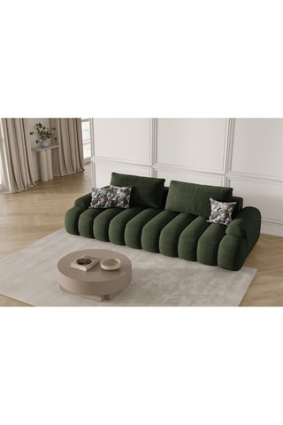 Canapé convertible Simona - Vert - 4 places - En polyester - 200 x 143 cm