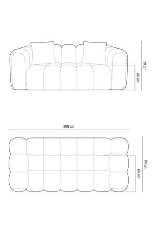 Canapé Elise - Noir - 3 places - En tissu chenille
