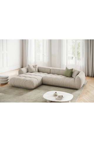 Canapé d'angle gauche modulaire Julia - Beige - 3 places - En tissu structurel