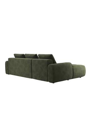 Canapé d'angle gauche convertible Simona - Vert - 3 places - Toucher velours