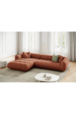 Canapé d’angle gauche modulaire Julia - Rouge brique - 3 places - En tissu structurel