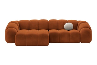 Canapé d'angle gauche Lyna - Rouge brique - 4 places - En tissu velours