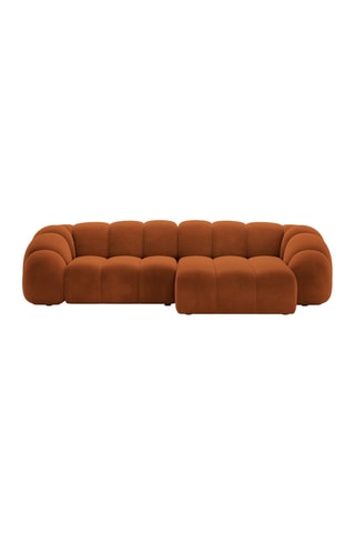 Canapé d’angle droit Lyna - Rouge brique - 4 places - En velours