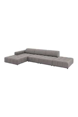 Canapé d'angle gauche Luc - Gris clair - 5 places - Toucher velours