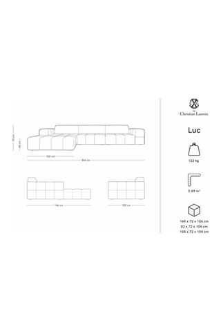 Canapé d'angle gauche Luc - Bleu foncé - 4 places - Toucher velours
