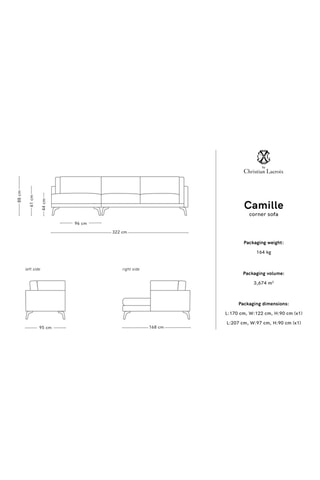 Canapé d'angle gauche Camille - Marron