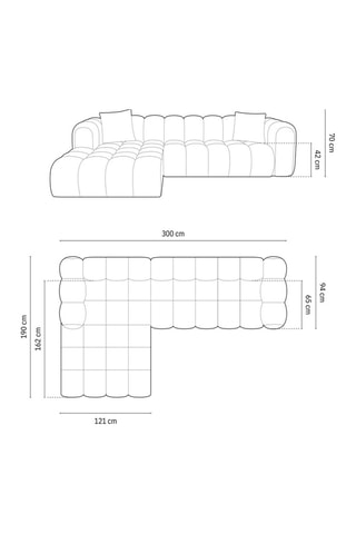 Canapé d’angle gauche modulaire Elise - Beige - 4 places - En tissu chenille