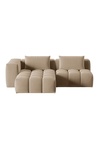 Canapé d'angle gauche modulaire Lorella - Sable - 3 places - Revêtement en velours