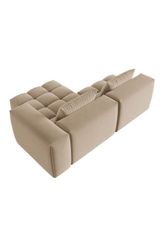 Canapé d'angle droit modulaire Lorella - Sable - 3 places - Revêtement en velours