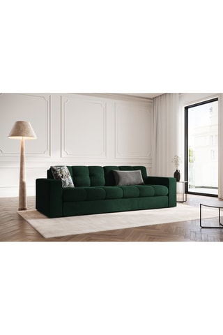 Canapé Yohan - Vert bouteille - 3 places - En tissu synthétique - Toucher velours
