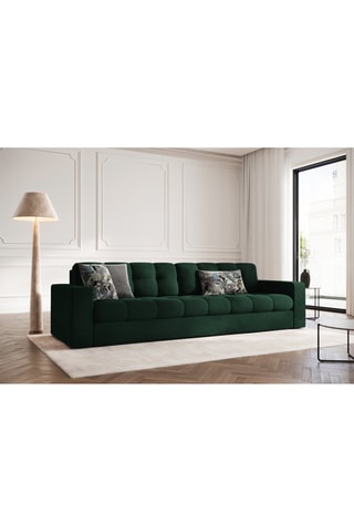 Canapé Yohan - Vert bouteille - 4 places - En tissu synthétique - Toucher velours