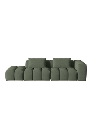 Canapé modulable gauche Lorella - Vert olive - 3 places - Revêtement en tissu