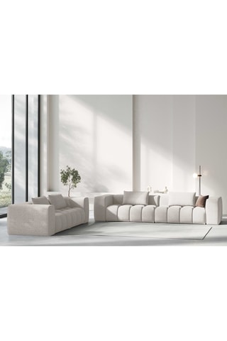 Canapé modulaire Lorella - Beige - 5 places - Revêtement en tissu structurel