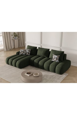 Canapé d'angle gauche convertible Simona - Vert - 4 places - Toucher velours