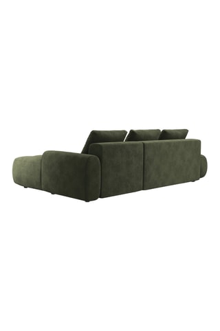 Canapé d'angle droit convertible Simona - Kaki - 4 places - Toucher velours - 225 x 143 cm