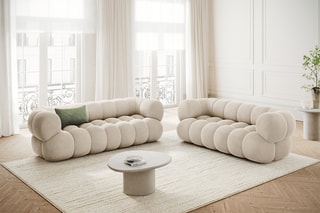 Canapé Maurice - Beige clair - 3 places - Toucher velours